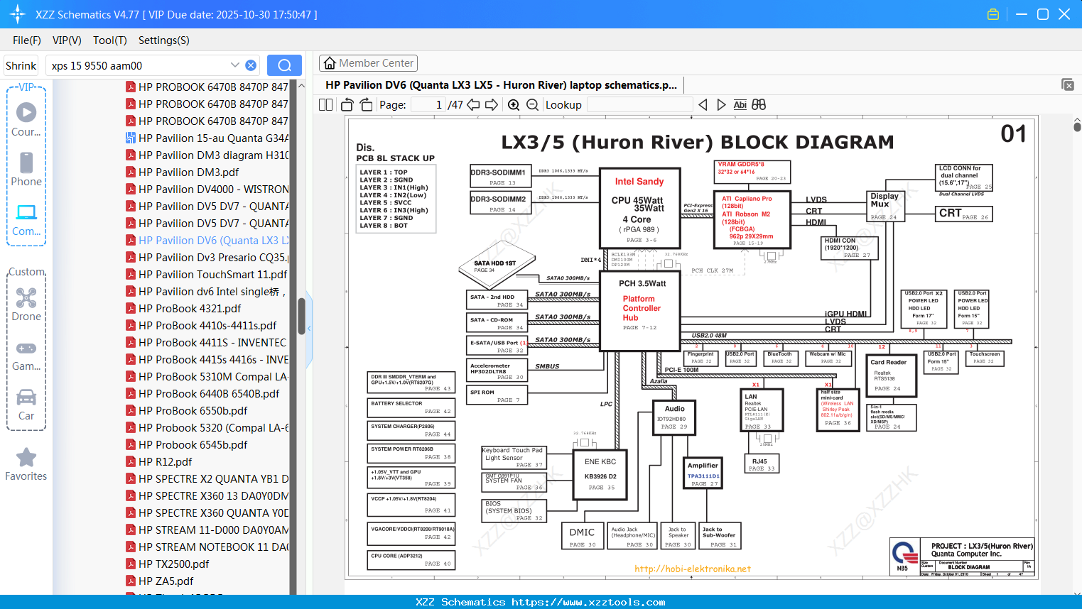 Laptop HP Pavilion DV6 (Quanta LX3 LX5 - Huron River) Laptop Schematics